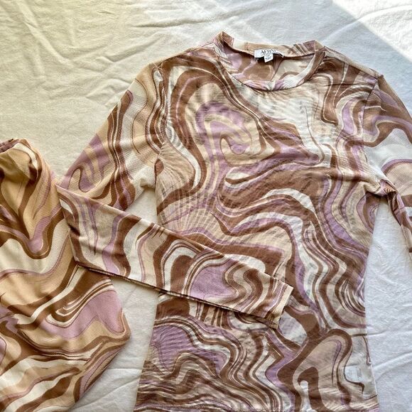 AFRM Marble Swirl Mesh Top and Skirt Set - Picture 1 of 6